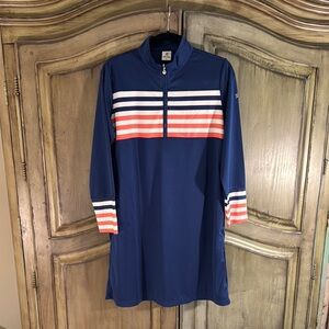 Daily Sports Blue Striped Quarter-Zip Dress